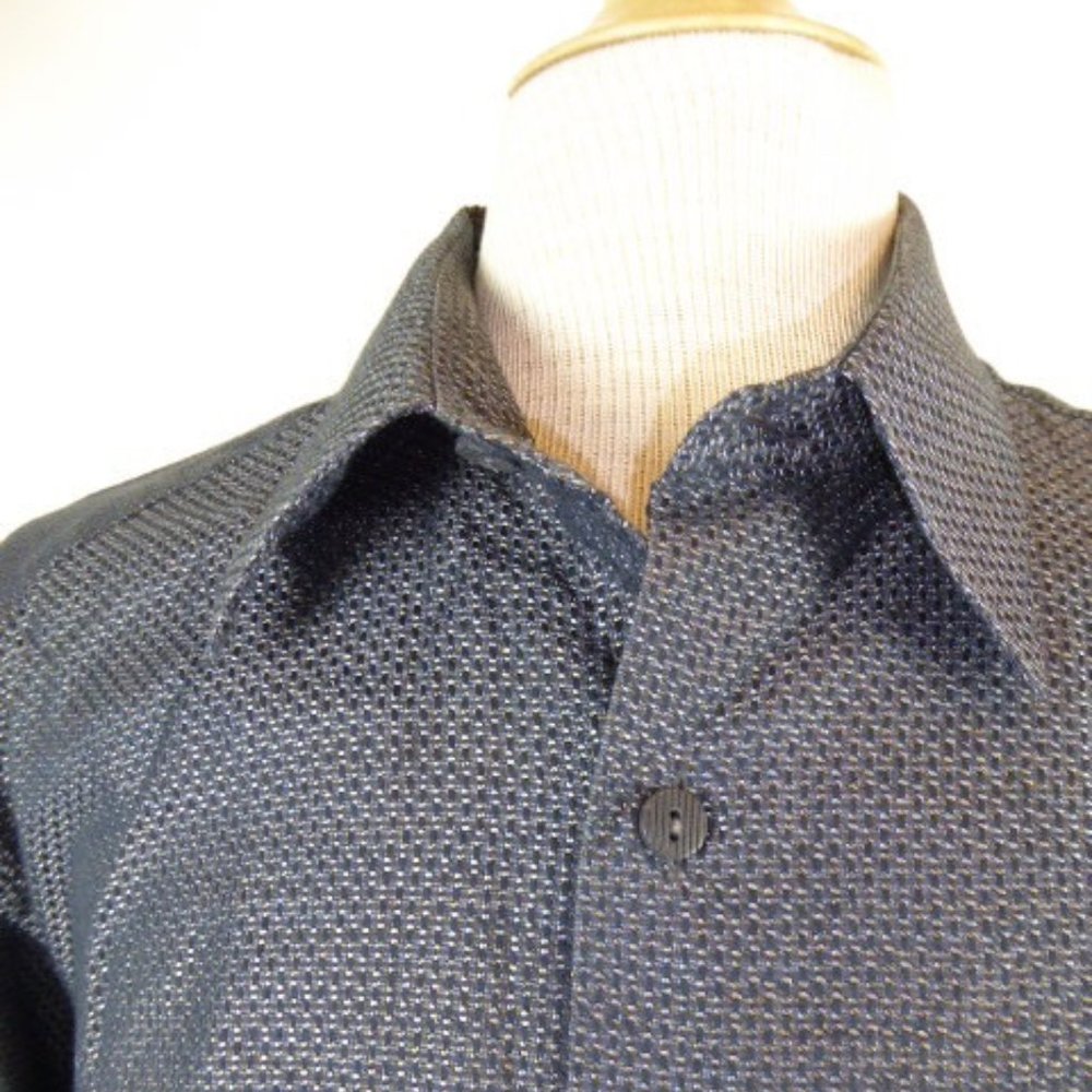 Jhane Barnes black silver button up shirt L made in Italy